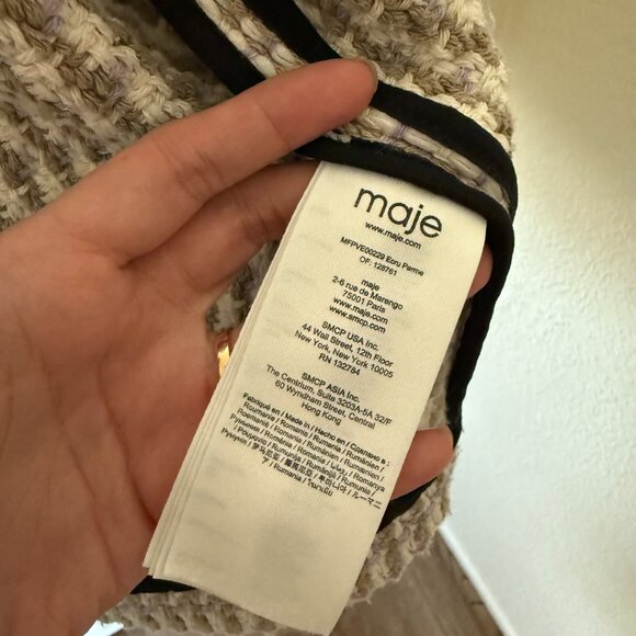 Maje Vido Lavender White Ecru Parme Tweed Jacket Cardigan 36 / S - Picture 6 of 12